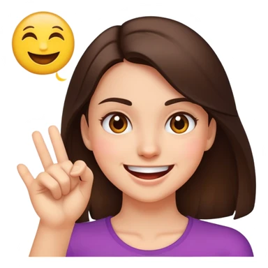 A smiling emoji punching a brunette girk sticker
