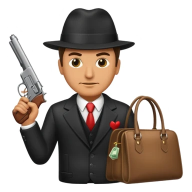 A rich mafia holding a gun on his hand and a bag of money sticker