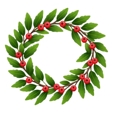 A leafy wreath with small berries woven between the branches. sticker