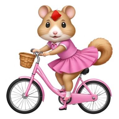 hamster wearing pink skirt and high heels meanwhile riding a bike sticker