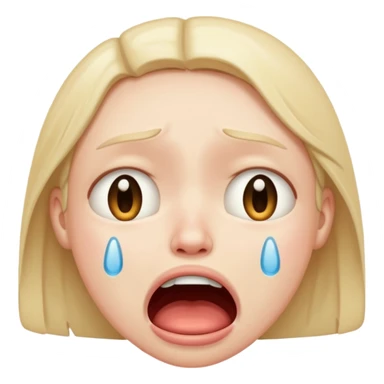 make a super sad face that its crying so hard that his mouth is super wide a normal emoji sticker