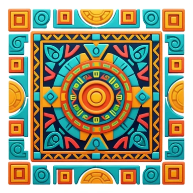 Mixtec pattern with geometric symbols and bright colors sticker