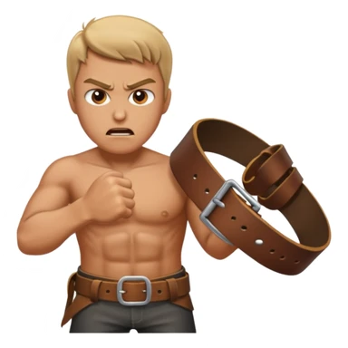 A man angry slanging a belt to someone’s behind sticker