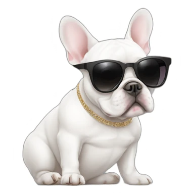white FRENCH BULLDOg with fashion sunglasses sticker