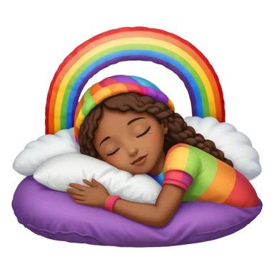 Black girl with rainbow bonnet on sleeping on pillow sticker
