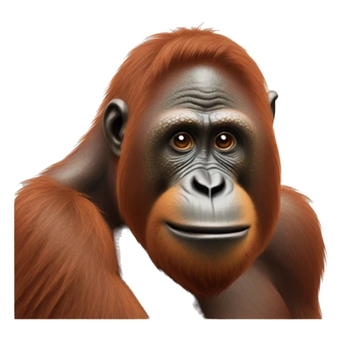 Orangutan tracing it’s highly defined jawline with its finger sticker