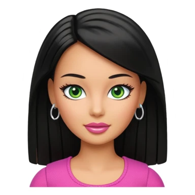 Barbie with olive skin, black straight hair and green eyes sticker