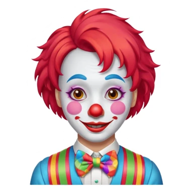 Clown – Bright makeup, red nose, colorful wig, exaggerated smile sticker