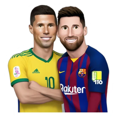 Ronaldo qui fait un bisous à Messi sticker
