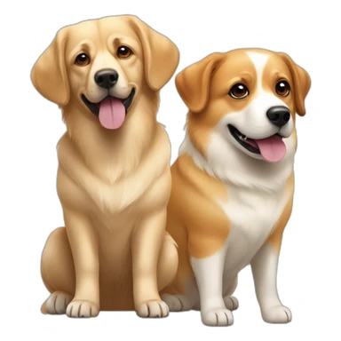 big white labrador and ginger pekingese corgi sticker