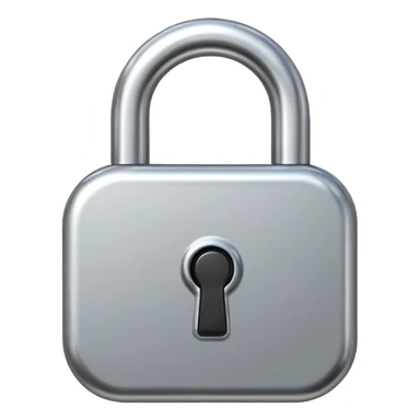 Chrome silver lock emoji, iOS emoji style, smooth metallic surface, rounded edges, reflective highlights, minimalistic sticker