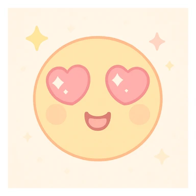 heart-eyed emoji with sparkles around, excited expression, cute and vibrant sticker