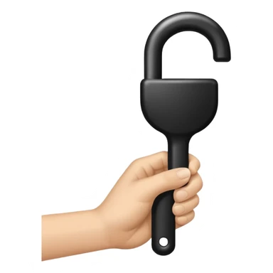 a hand with a black handle sticker