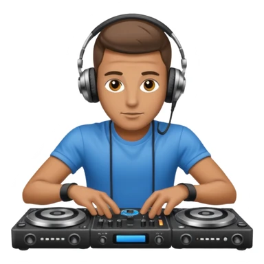 dj with setup handingg sticker