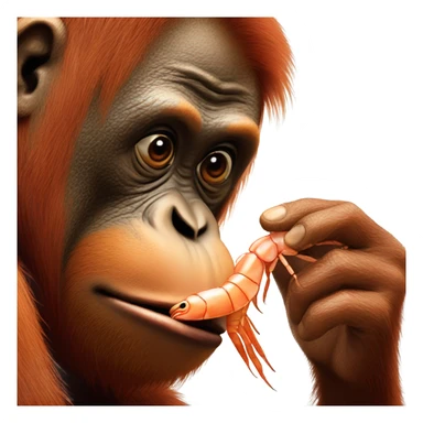 a orangutan kissing a shrimp sticker