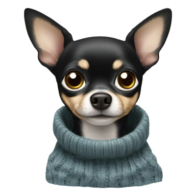 black chihuahua dog wearing sweater sticker