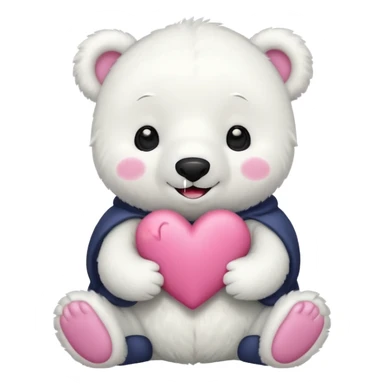  Oso Polar blanco corazón rosa kawaii sticker
