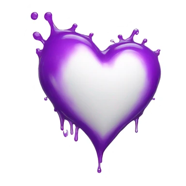 White heart covered in purple liquid sticker