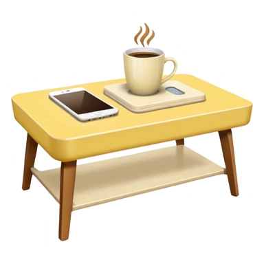 light yellow coffe table, coffee on top
 sticker