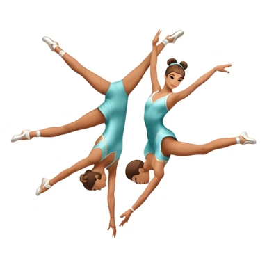 Icon for Sports Dance: a couple in competitive dance attire performing a synchronized dance with acrobatic lifts, dance shoes, rhythmic floor, and a competition backdrop. The icon should capture athleticism, technique, and precision in sports dance. Transparent background. sticker
