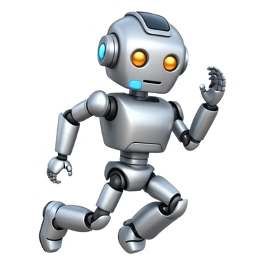 silver robot running sticker