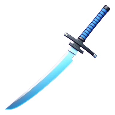 Animated emote: Katana breaking into pixels (purple/blue glitch effect). Loopable 3-frame animation. Minimalist, no background. sticker