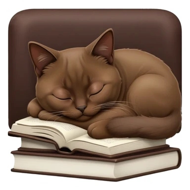 Dark brown Burmese cat sleeping on the books sticker