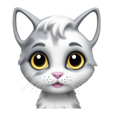ethereal cute white and grey cat littlest pet shop lisa frank style sticker
