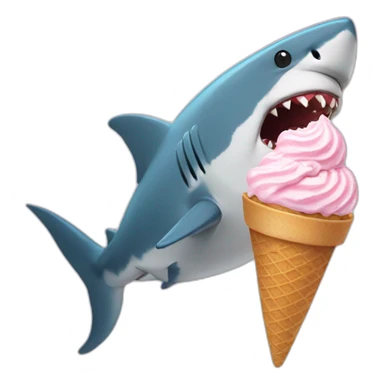 Shark eating ice cream  sticker