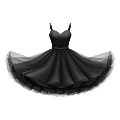 black dress, isolated, tulle skirt, floating in the air sticker
