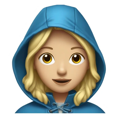 Blond girl with blue raincoat and hood and boots sticker