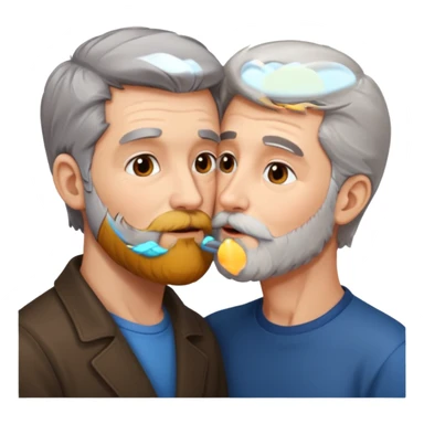 Grey haired bearded man and pretty brunette kissing  sticker