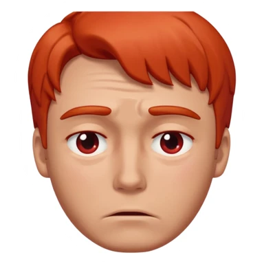 man with no red or orange hair. His face is intensely red, visibly flushed and over-reddened, as if he's been crying hard. His expression is sad, and a single clear tear flows down his cheek. The style should be simple, clean, and consistent with modern emoji design. sticker