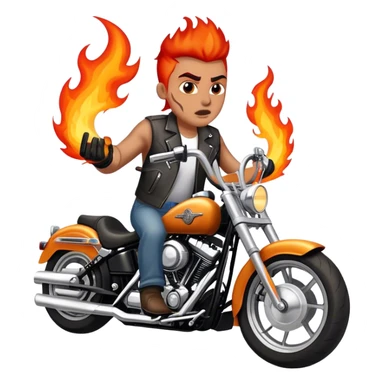 Harley Davidson motorcycle with a badass biker on it flames comin out exhaust pipes  sticker