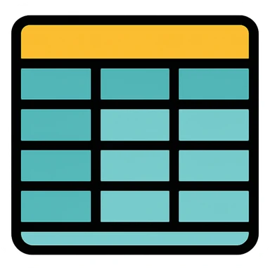 A structured data icon representing a table, clean and modern design, suitable for digital interfaces. sticker