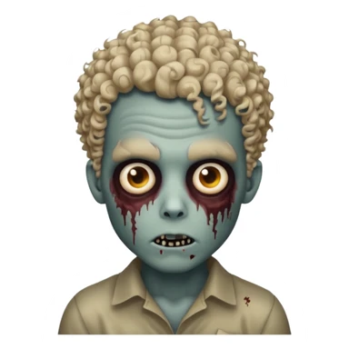 zombie boy with curly hair typical of mixed lightskin, spooky and creepy look, iPhone emoji style sticker
