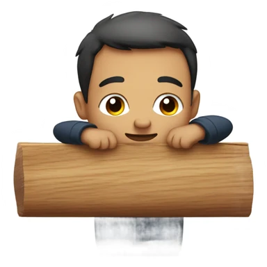 Man hugging wooden plank sticker