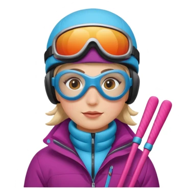 skier with poles in the snow sticker