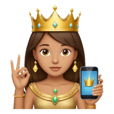 Tan girl brunette hair with a crown on holding phone sticker