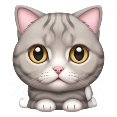 A grey striped Scotch fold with folded ears, a cute cat sticker