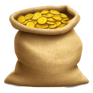 old open jute bag full of coins sticker