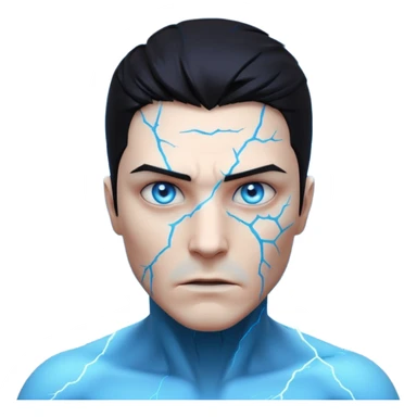 electric lab mutant portrait, head and shoulders only, glowing blue energy cracks on skin, wild hair, intense eyes, sci-fi lab accident vibe, 3D cartoon, mobile game icon style, clean background, no text, no watermark

 sticker