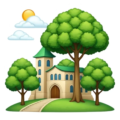 paisaje verde con una universidad sticker
