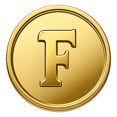 Currency crypto money symbol for the money "Fcoins" letter F, casino coin sticker