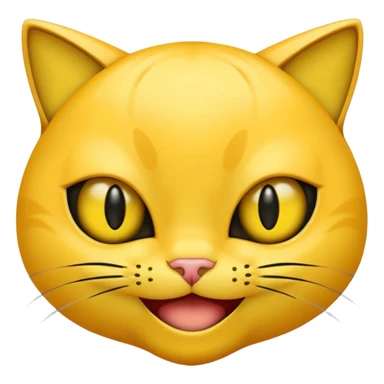 Yellow emoji with vertical slit cat eyes, huge creepy grin from ear to ear sticker