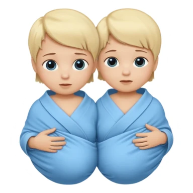 Twin swaddled babies in blue, short blonde hair sticker