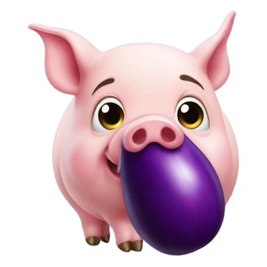Pig eating egg plant sticker