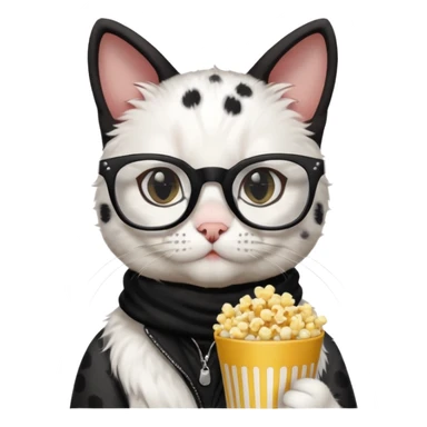 white and balck cat with with rapper popcorn with opticals sticker