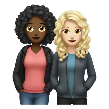 Two tired white girls one blonde and one with black curly hair at the airport  sticker