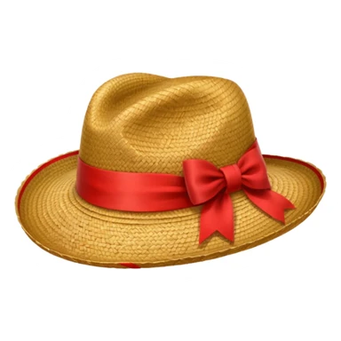 Chapeau de paille avec ruban rouge sticker
